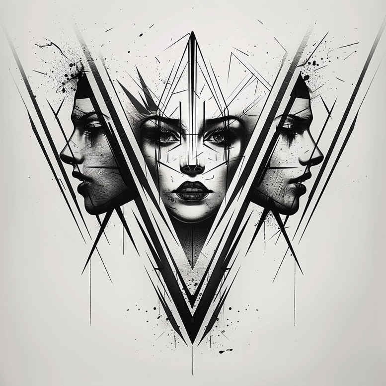 geometric tattoo design ideas classic shading continuous pattern for shin