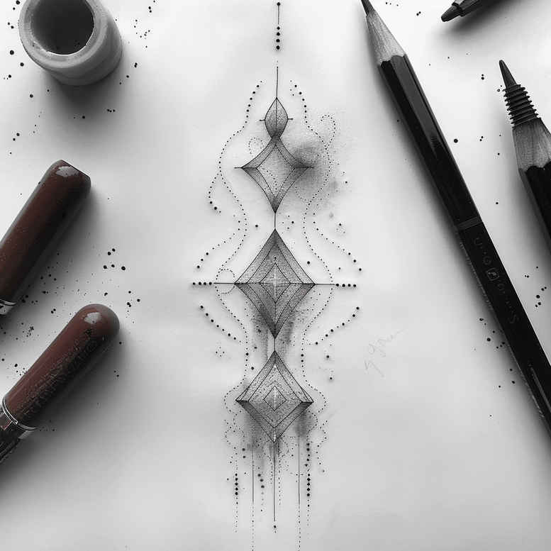 geometric tattoo design ideas intersecting lines cosmic order embodying determination