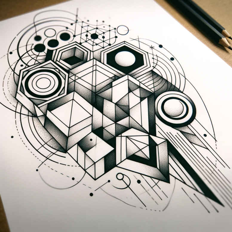geometric tattoo design ideas repetitive pattern cosmic order for collarbone