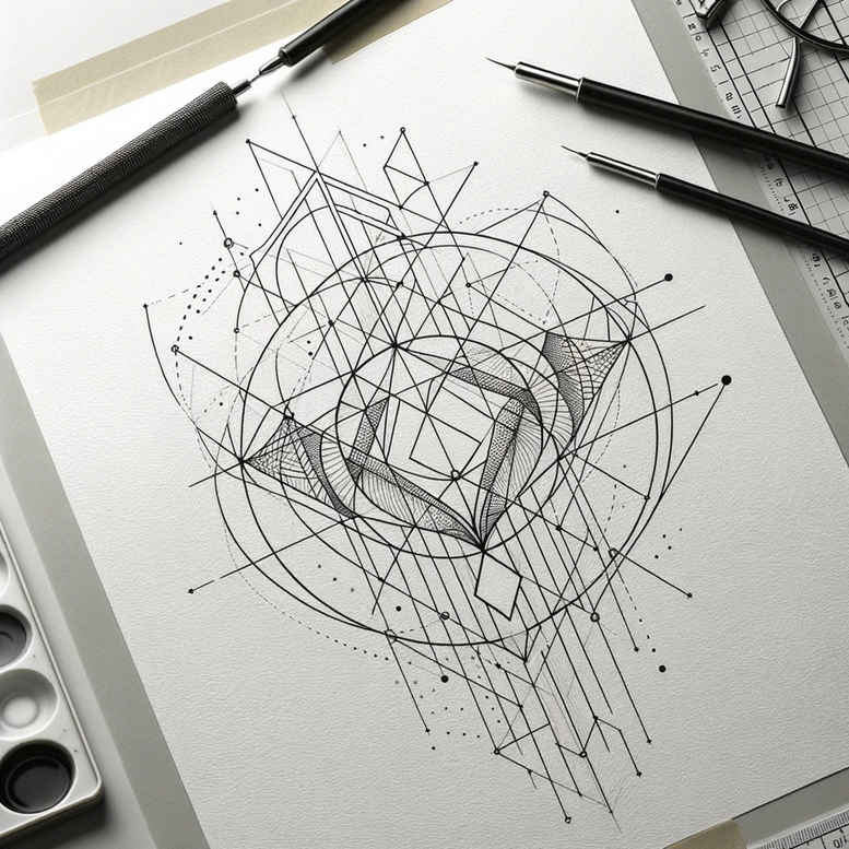 geometric tattoo design ideas hex pattern cosmic order for upper arm