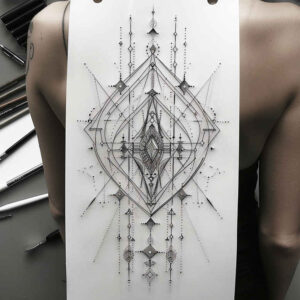 geometric tattoo design ideas crystal shape decorative ring for collarbone