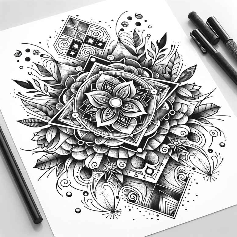 geometric tattoo design ideas straight lines decorative ring represents courage