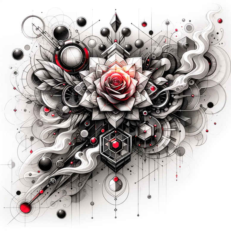 geometric tattoo design ideas bold outline delicate arcs for hip