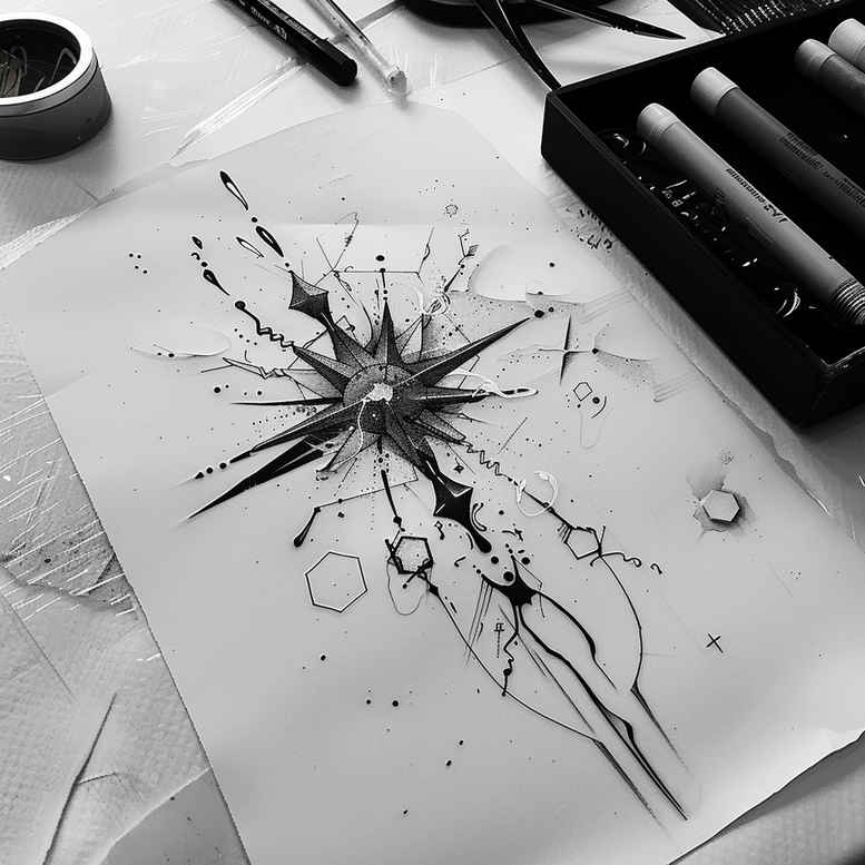 geometric tattoo design ideas angle overlay delicate arcs represents strength