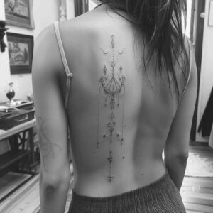 geometric tattoo design ideas point symmetry detailed lines for nape