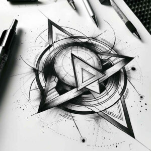 geometric tattoo design ideas network lines dynamic center endurance and power