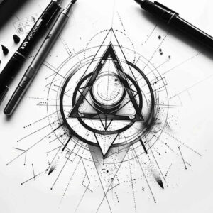 geometric tattoo design ideas prismatic dynamic center for lower leg