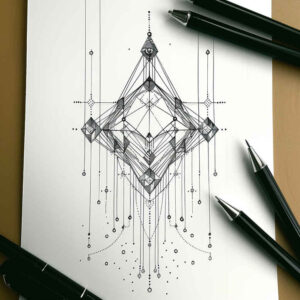 geometric tattoo design ideas recursive form dynamic center for side torso