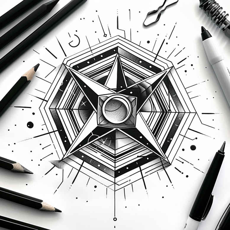geometric tattoo design ideas crystal structure engraved motif represents courage