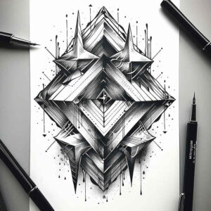geometric tattoo design ideas military theme fractal symbol of strength