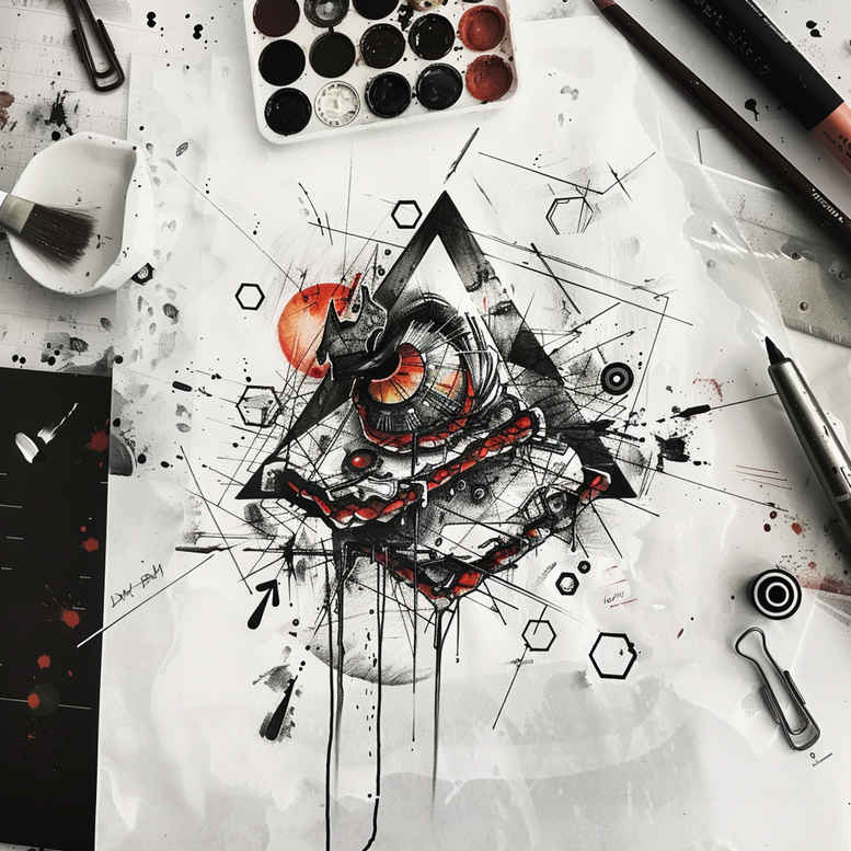 geometric tattoo design ideas rhombus harmony for nape
