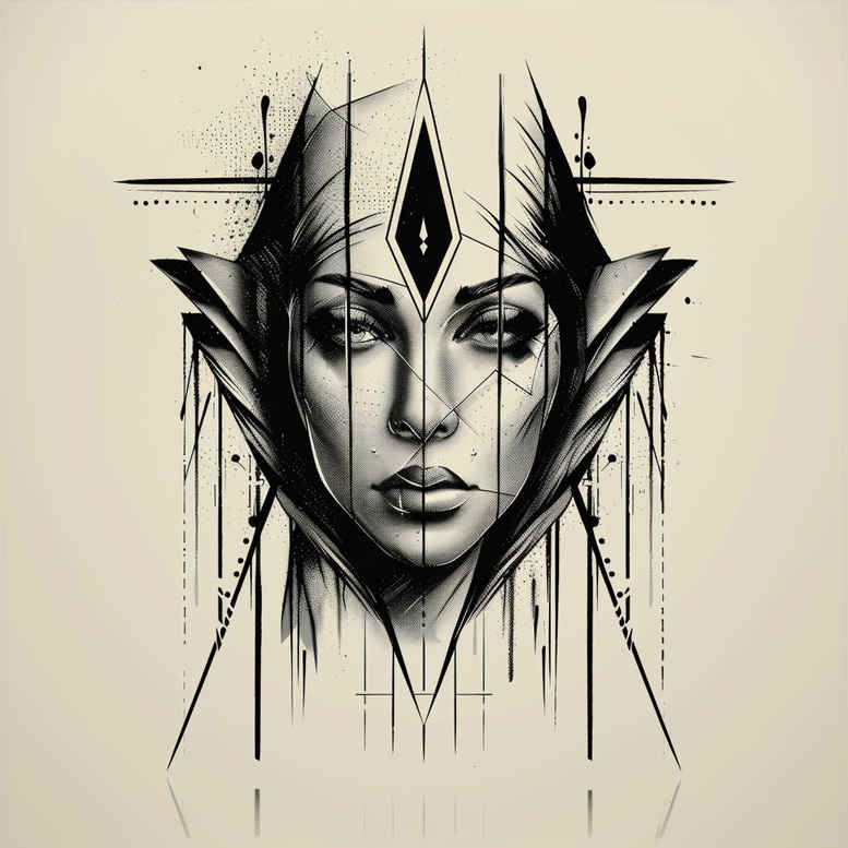 geometric tattoo design ideas triangle harmony lines for lower leg
