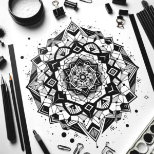 geometric tattoo design ideas cursive banner harmony meaning courage