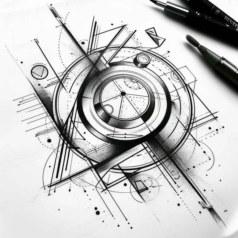 geometric tattoo design ideas nested shapes holy pattern for scapula