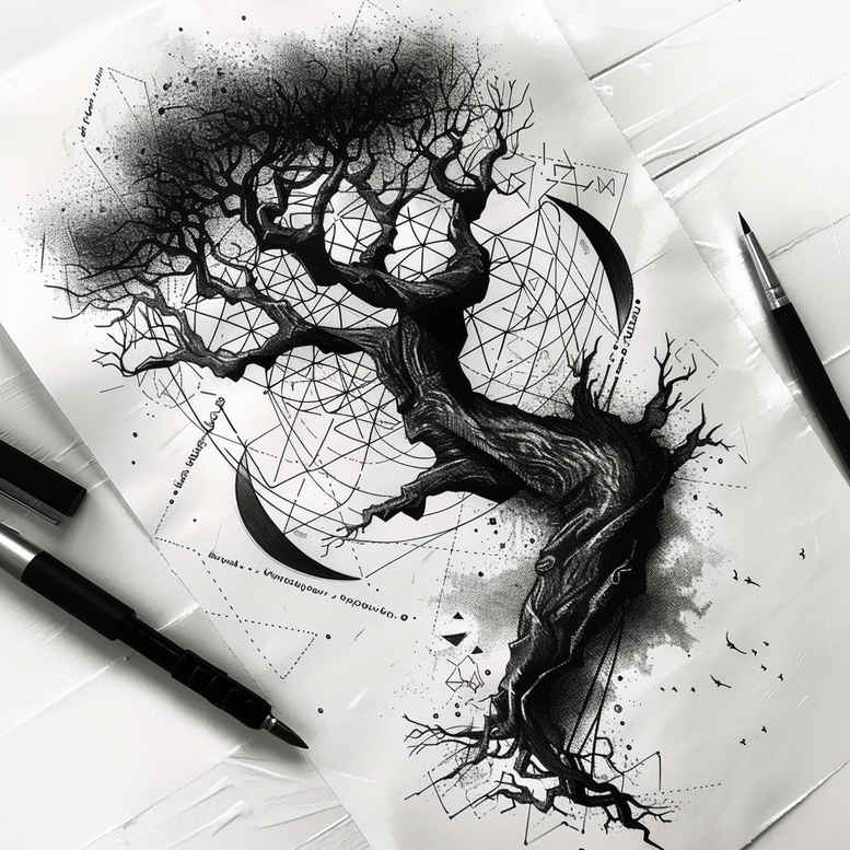 geometric tattoo design ideas Neo-traditional / Old School: hypnotic strength and power