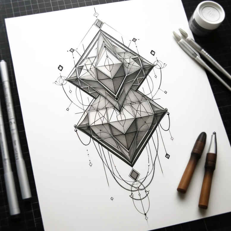 geometric tattoo design ideas vintage style intricate web symbol of courage