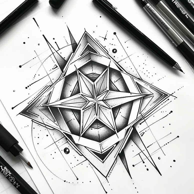 geometric tattoo design ideas vector grid inward focus for forearm