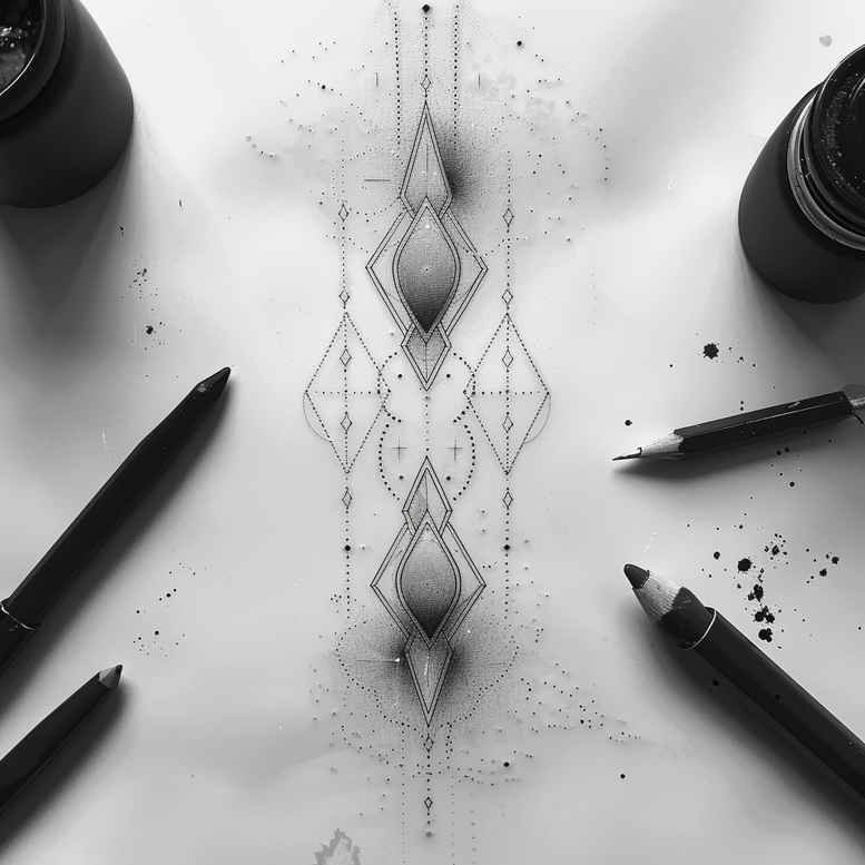 geometric tattoo design ideas bold blacks mandala border stands for courage