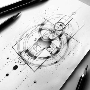 geometric tattoo design ideas limited palette mandala grid represents determination
