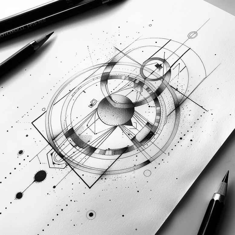geometric tattoo design ideas limited palette mandala grid represents determination