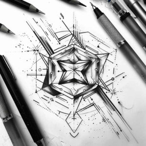 geometric tattoo design ideas spiral ornamental for lower thigh