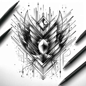geometric tattoo design ideas precision lines ornamental rays endurance and power