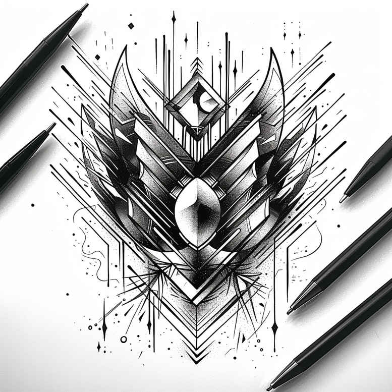 geometric tattoo design ideas precision lines ornamental rays endurance and power