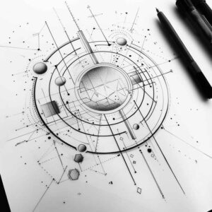 geometric tattoo design ideas parallelogram ornamental rays for upper thigh