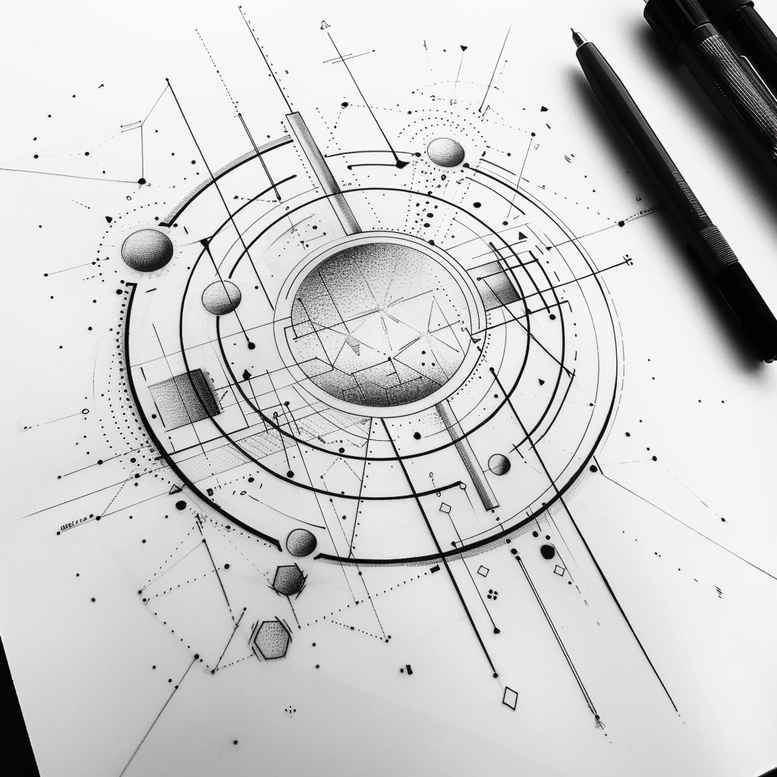 geometric tattoo design ideas parallelogram ornamental rays for upper thigh