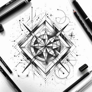 geometric tattoo design ideas nested shapes ornamental swirl stands for perseverance