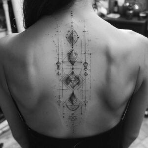 geometric tattoo design ideas neo-traditional ornamental web for forearm
