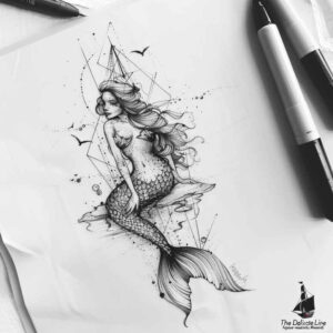 geometric tattoo design ideas line repetition ornate for lower chest