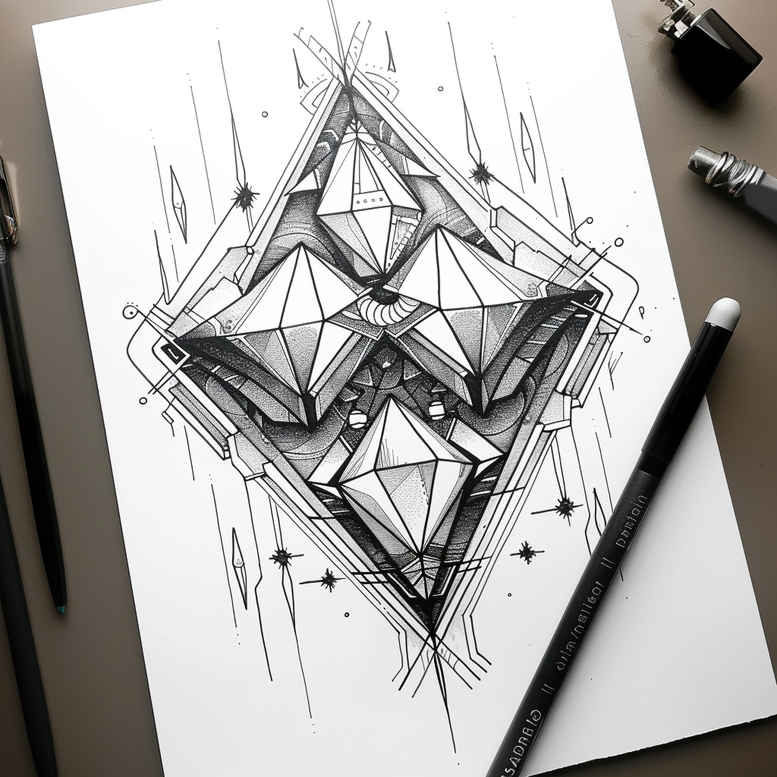 geometric tattoo design ideas clean symmetry ornate for thigh