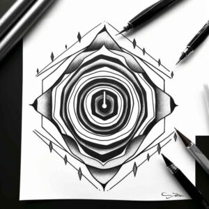 geometric tattoo design ideas line matrix patterned for forearm