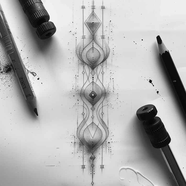 geometric tattoo design ideas symmetrical puzzle pattern symbol of determination
