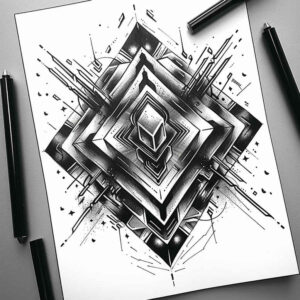 geometric tattoo design ideas shapes interlace radiant center for behind ear