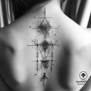 geometric tattoo design ideas cube shading radiant center for outer arm
