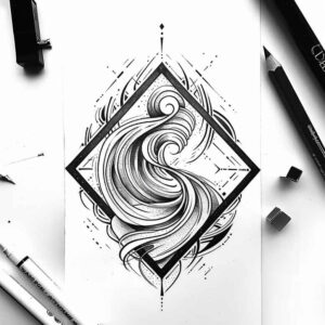 geometric tattoo design ideas oldschool style radiating lines represents courage