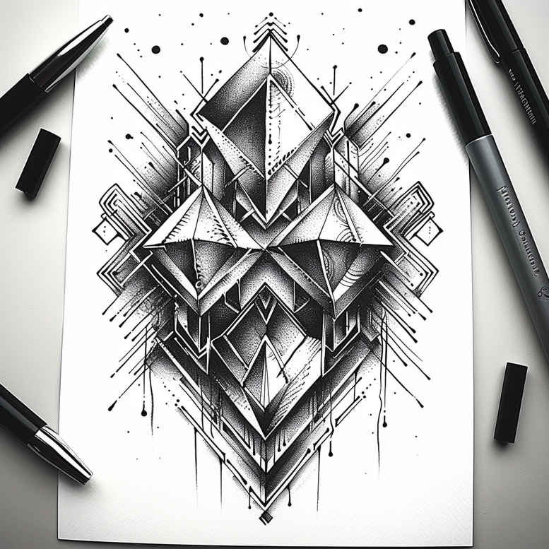 geometric tattoo design ideas circle geometry radiating symmetry for temple