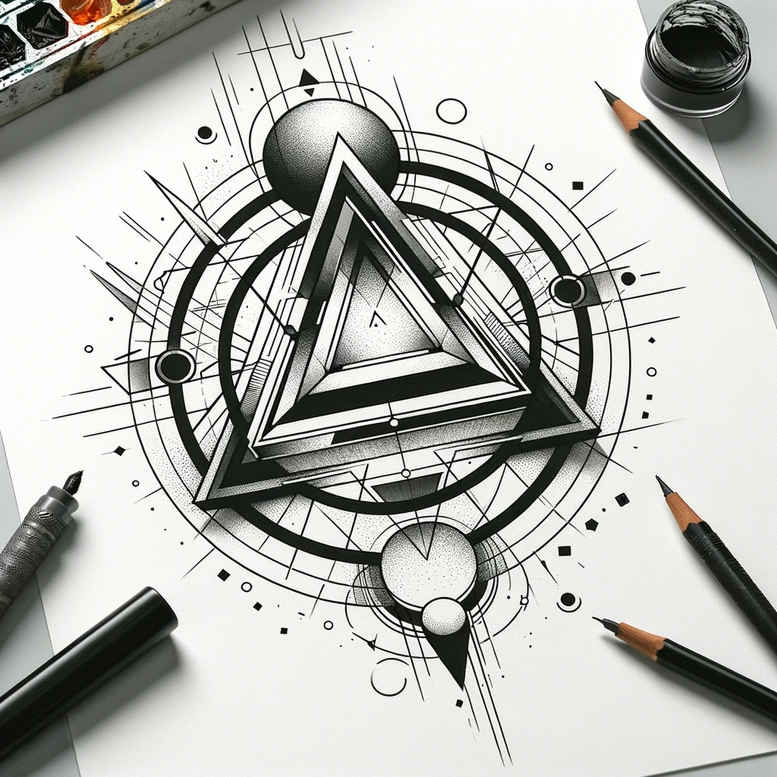 geometric tattoo design ideas bold outline radiating symmetry shows determination