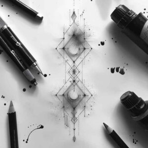 geometric tattoo design ideas solid shadow sacred geometry endurance and power