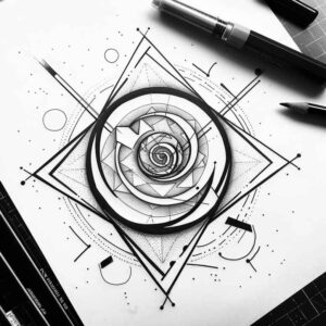 geometric tattoo design ideas isometric projection serenity for abdomen