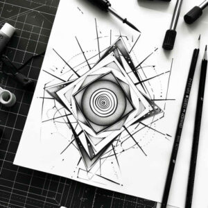 geometric tattoo design ideas octagon soft curves symbol of strength