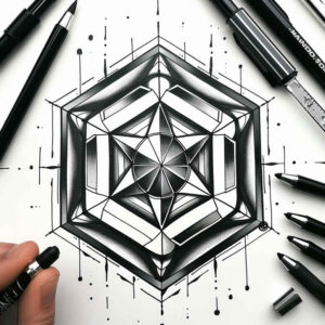 geometric tattoo design ideas low poly spiritual focus courage and power