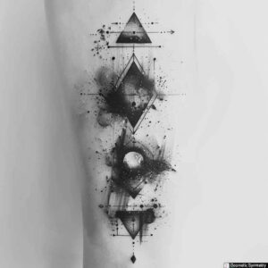 geometric tattoo design ideas bold color blocks spiritual focus for forearm