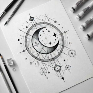 geometric tattoo design ideas dot grid spiritual focus for upper arm
