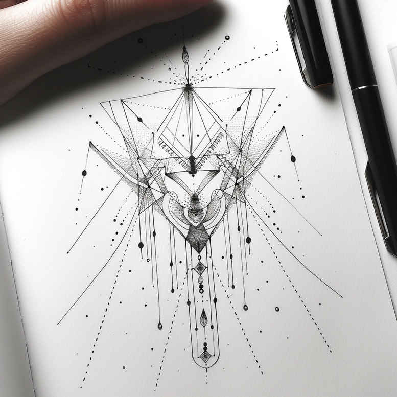 geometric tattoo design ideas twin lines spiritual focus meaning determination