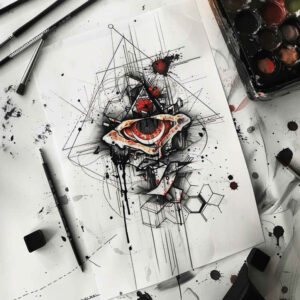 geometric tattoo design ideas geometric mosaic subtle fill courage and power