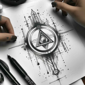 geometric tattoo design ideas recursive form subtle fill shows strength