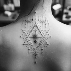 geometric tattoo design ideas triangular pattern unbroken circle shows perseverance
